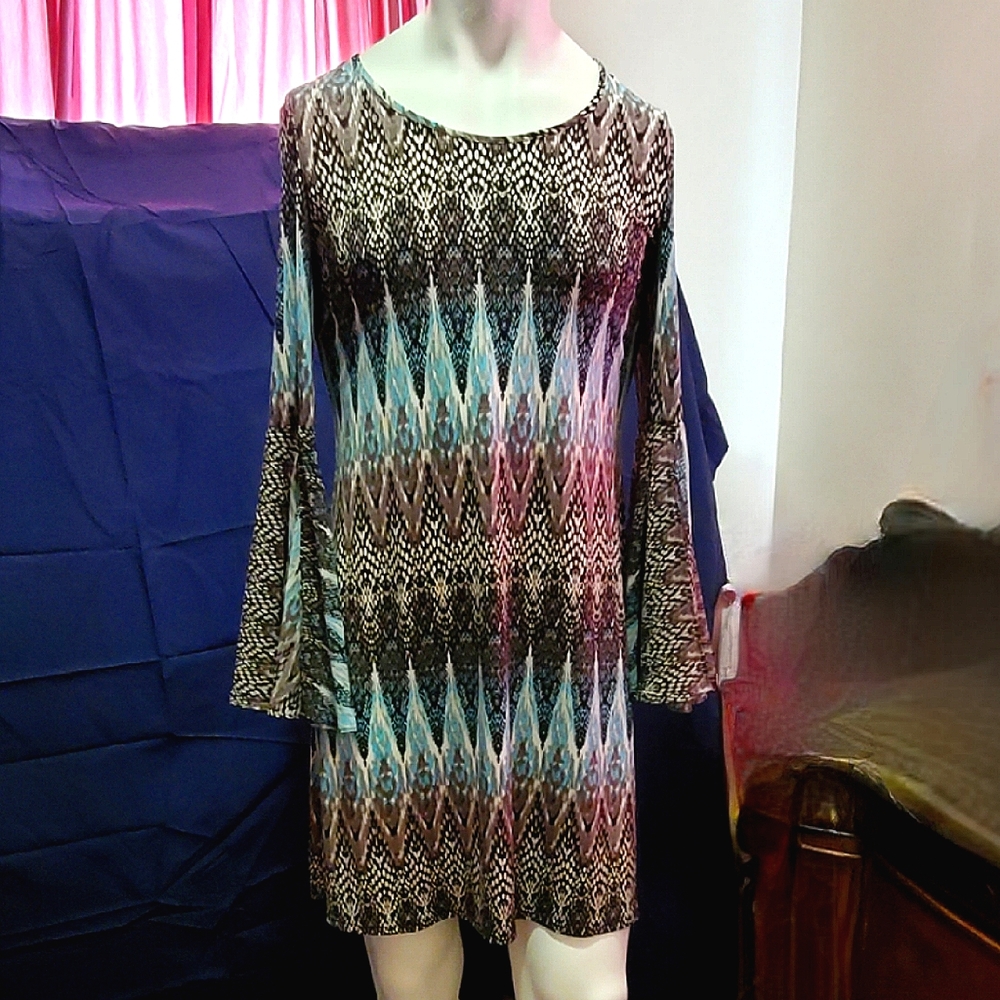 MSK PRINTED SHIFT DRESS - Picture 4 of 7